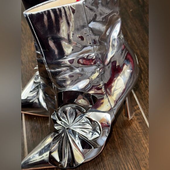 ✨ Sam Edelman Esmae 2 Pointed Toe Bootie – Silver Mirror sz 7 - Picture 12 of 13